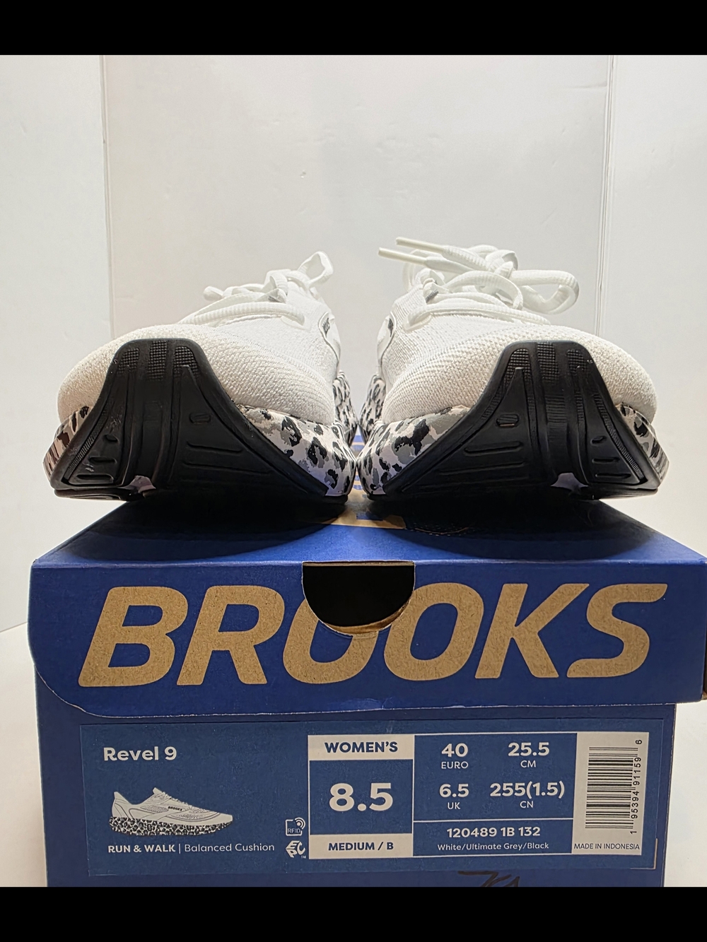 Brooks Revel 9 Shoes White/Ultimate Grey/Blk Leopard 1204891B132  Size 8.5W - Picture 7 of 7